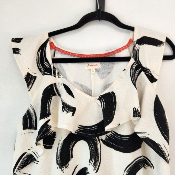 NWOT Anthropologie Deletta Pincelada Artsy Shift Dress Mini Tunic Top White M - Picture 4 of 9
